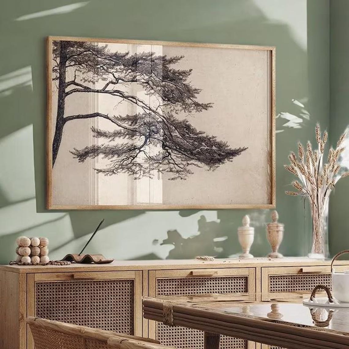 Black Tree Art, Minimalist Landscape Print