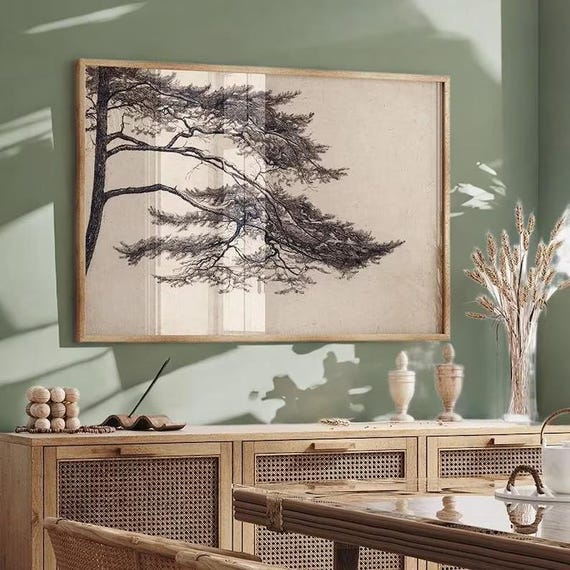 Black Tree Art, Minimalist Landscape Print