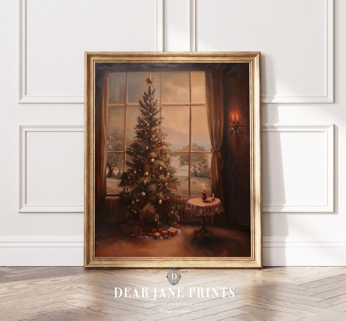 Decorated Christmas Tree In Cozy Vintage Room By Tall Window Poster - Image 2