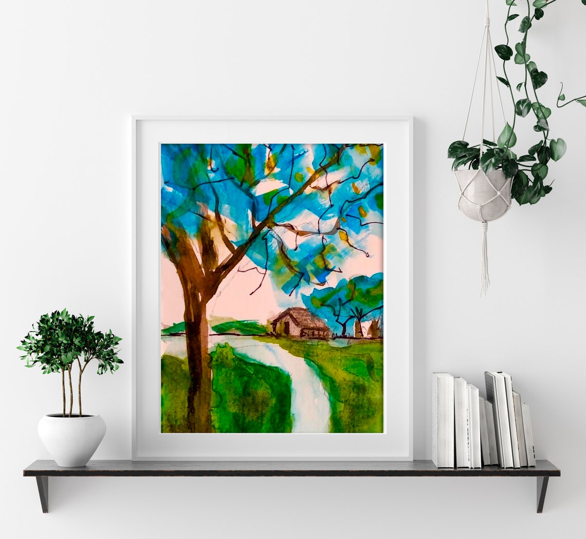 Wall Art Print Wall Art For Bedroom Wall Art For Living Room Bedroom Print Tree Watercolor Paint