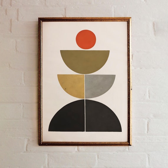 Modern Abstract Geometric Shapes Poster Minimalist Wall Art With Earth Tones Contemporary Home Decor Print Elegant Artistic Boho Design