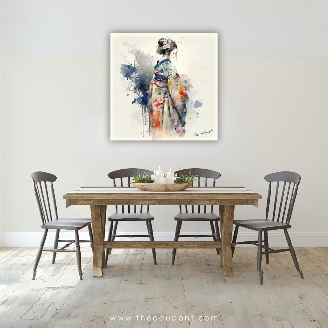 Wall Art Watercolor Painting Artist Signed Art Large Wall Decor For Living Room Fine Art Print Japanese Geisha 14 Toshimari - Image 2
