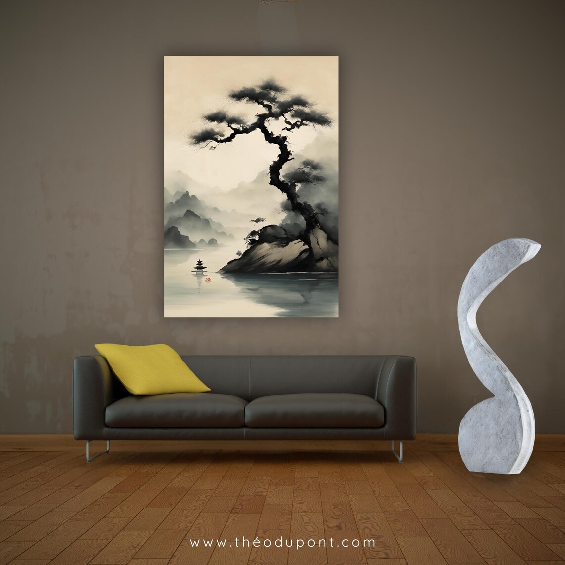Japandi Painting Zen 3 Minimalist Japanese Ink Wash Art Print - Image 3