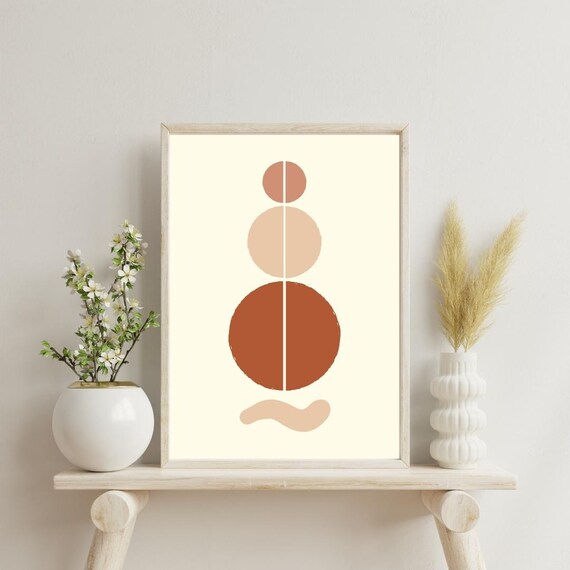 Abstract Brown Circles Print Modern Minimalist Trendy Wall Art