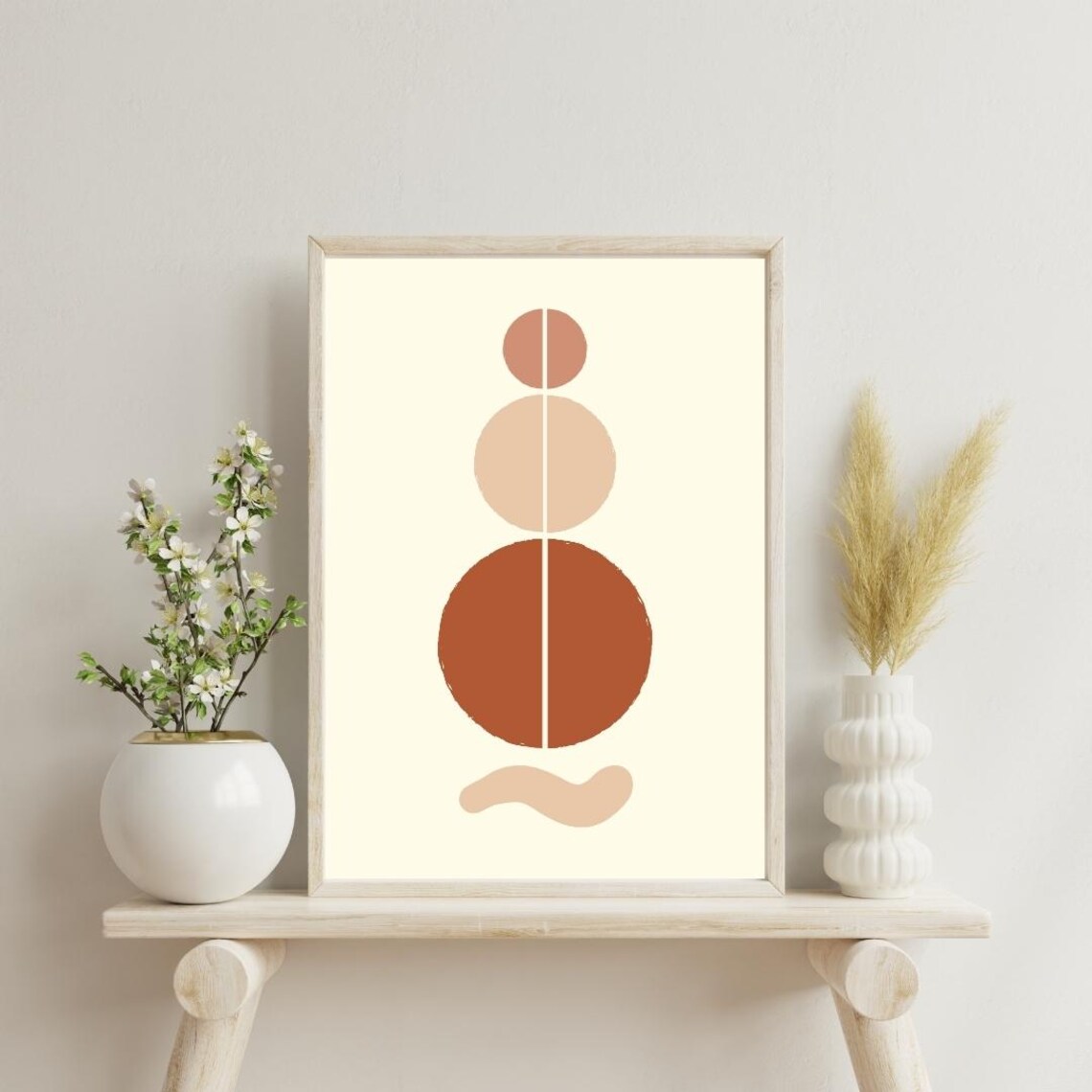 Abstract Brown Circles Print Modern Minimalist Trendy Wall Art