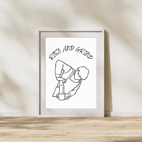 Funny Coffee Line Art Modern Minimalist Kitchen And Shop Decor