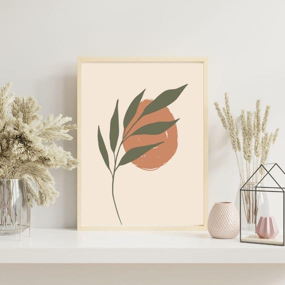Boho Wall Art Botanical Poster Floral Canvas Neutral Minimalist Home Decor
