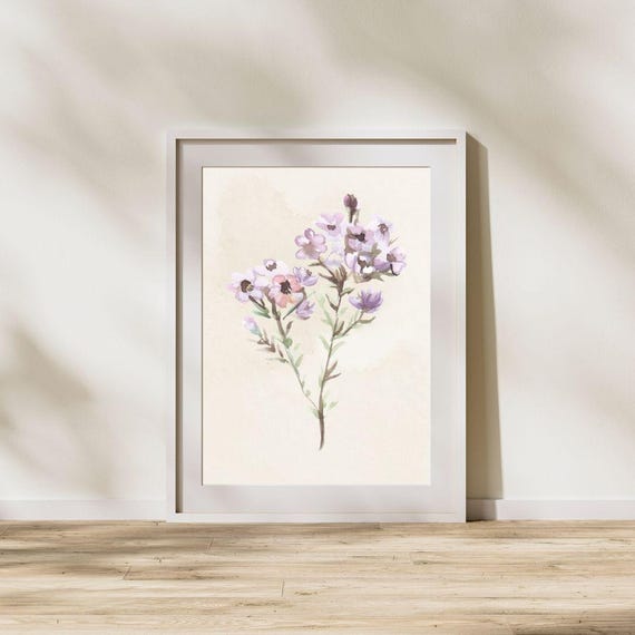 Purple Watercolor Floral Print Modern Botanical Wall Art