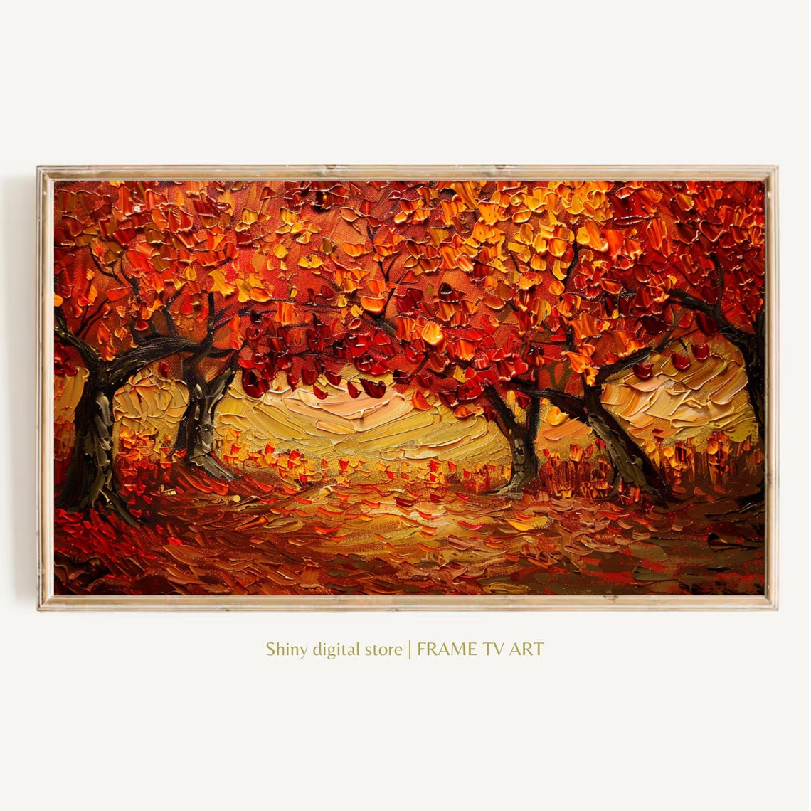 Autumn Trees Impasto Fiery Fall Foliage Textured Landscape Poster