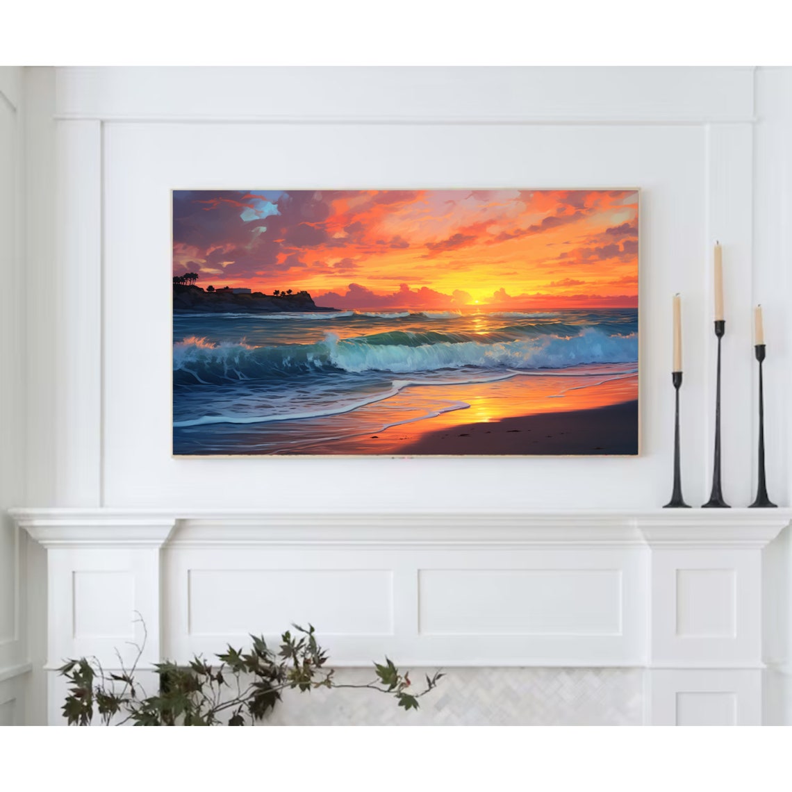 Frame Tv Art Serene Pastel Beach Sunset Coastal Tv Art Tropical Decor Housewarming - Image 2