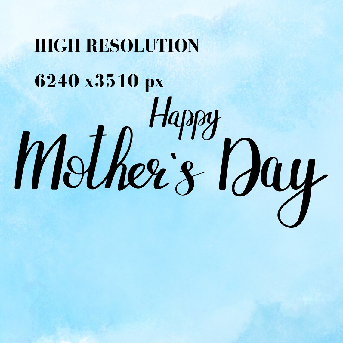 Happy Mothers Day Blue Floral Watercolor Calligraphy Art Poster - Image 3