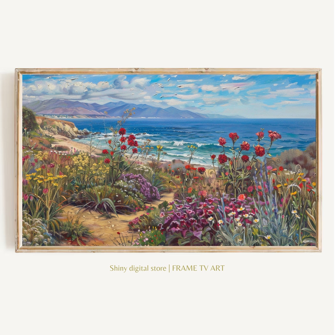 Frame Tv Art Pink Wildflowers Spring Field Of Flowers Tv Art Vintage Meadow Floral Tv Art Cottagecore Tv Art