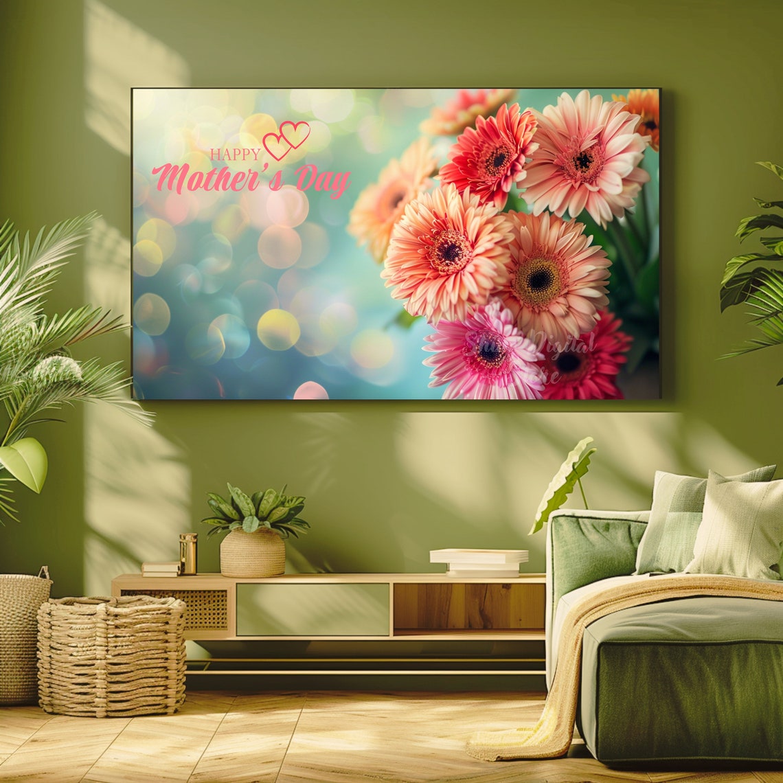 Happy Mothers Day Gerbera Daisies with Bokeh Floral Photography Poster - Image 2