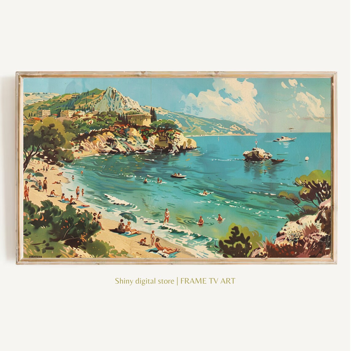 Retro Beach Art, Ocean Coastal Sea Decor