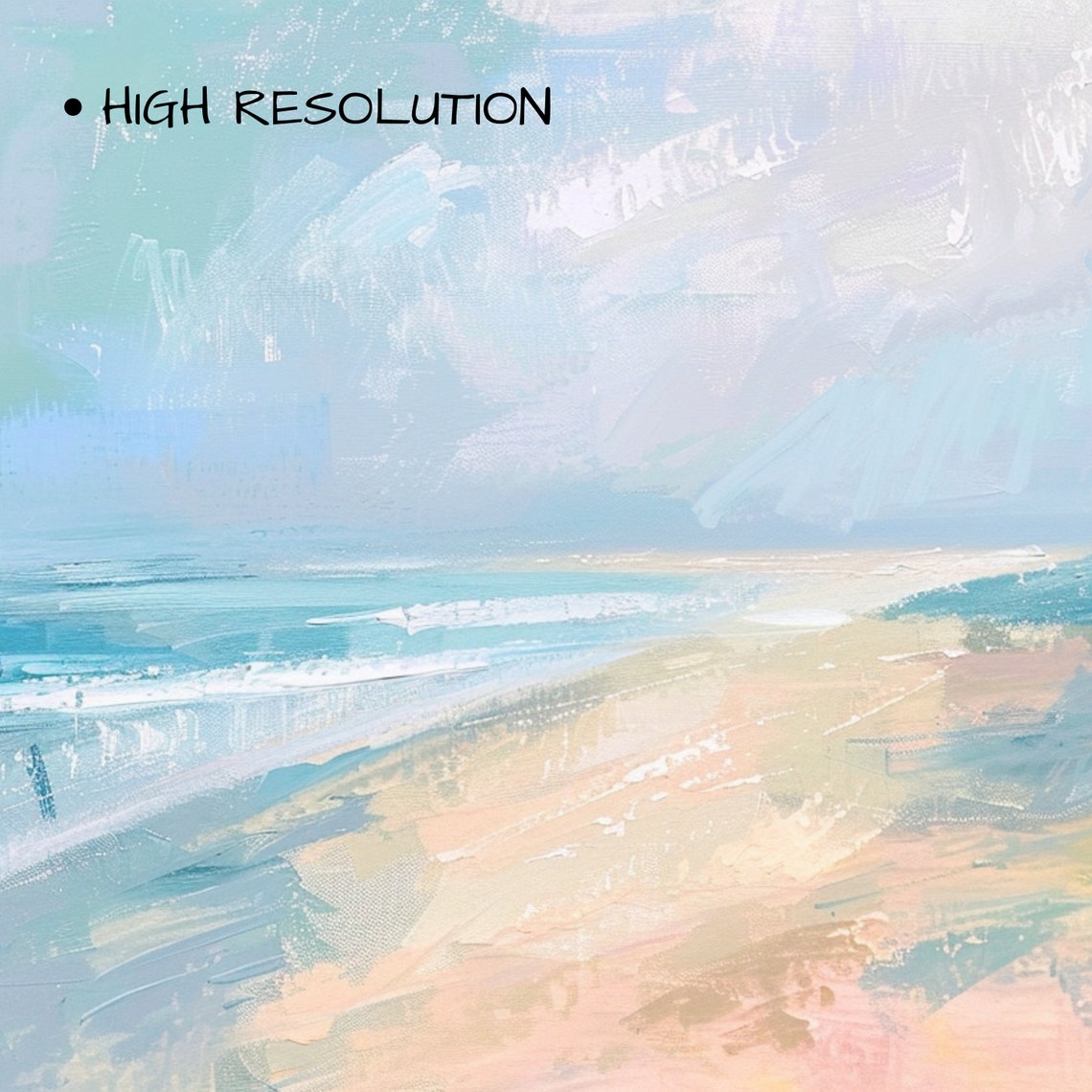 Abstract Pastel Beach Coastal Landscape Soft Blue Waves Art Poster - Image 3