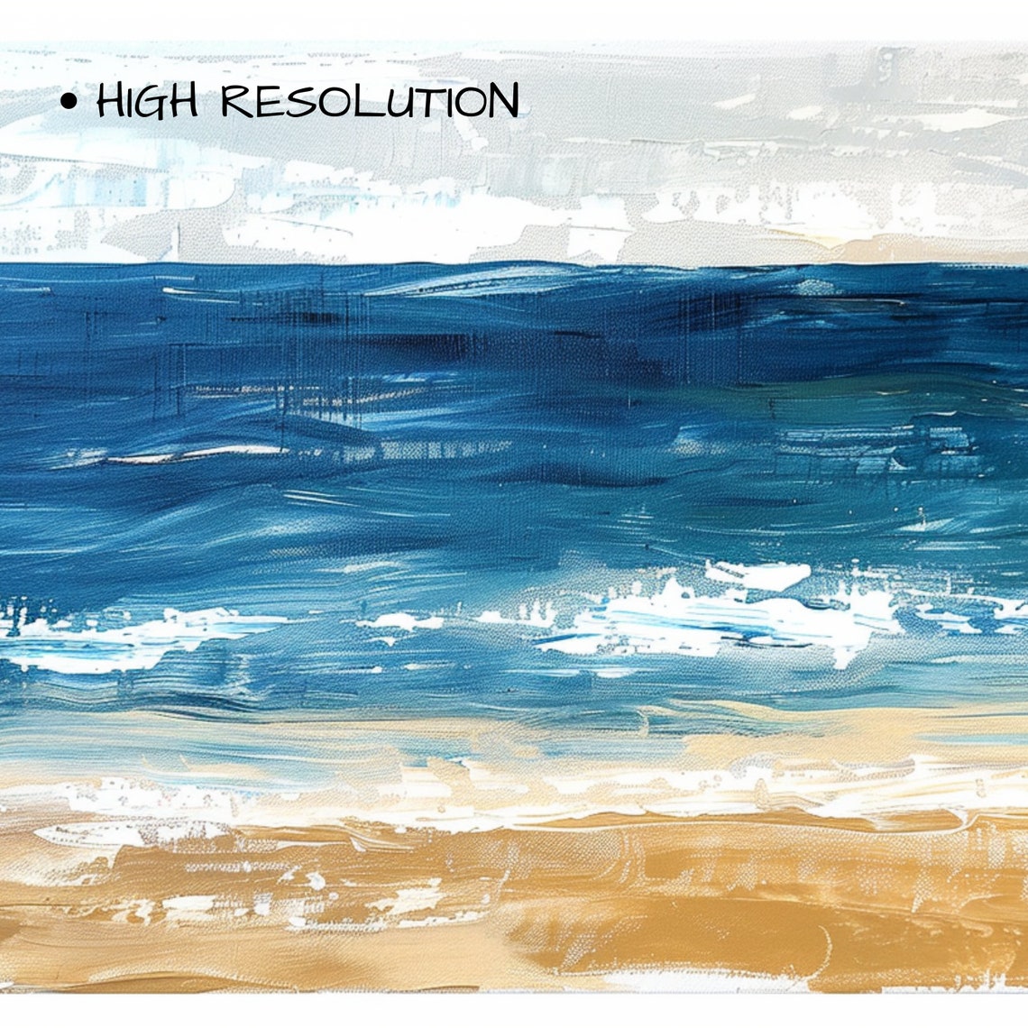 Deep Blue Ocean Waves Beach Abstract Coastal Painting Art Poster - Image 3
