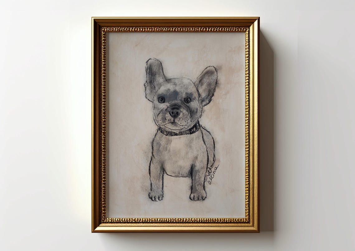 French Bulldog Print Funny Bulldog Wall Art For Nursery Decor Bulldog Owner Gift For French Bulldog Mom Bulldog Charcoal Painting Unframed