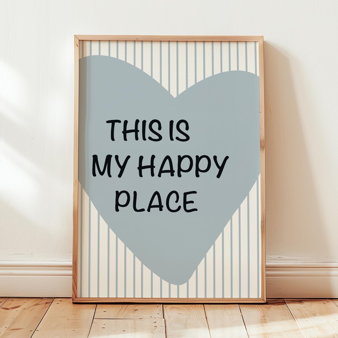 This Is My Happy Place Blue Heart Typography Wall Decor Poster