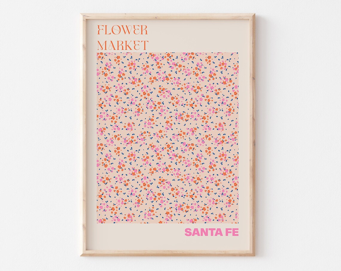 Santa Fe Flower Market Colorful Petal Pattern Design Art Poster