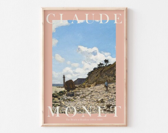 Claude Monet The Beach at Honfleur Coastal Cliffs 1864 1866 Poster