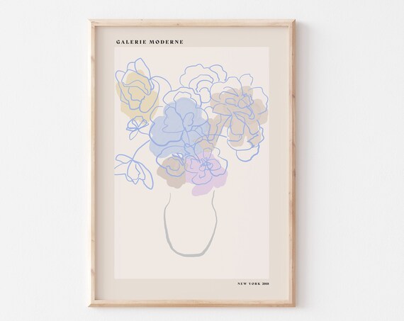 Galerie Moderne New York 2018 Pastel Floral Line Drawing Poster