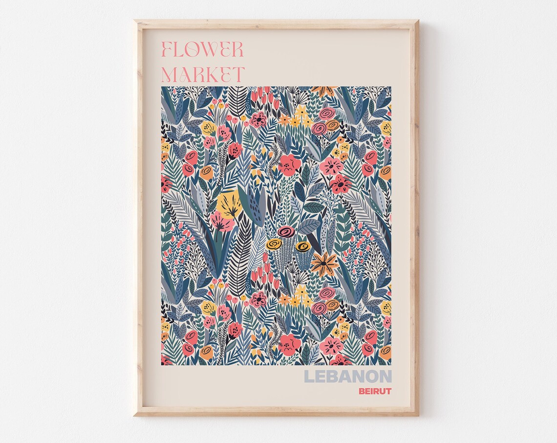 Lebanon Beirut Flower Market Dense Wildflower Garden Art Poster