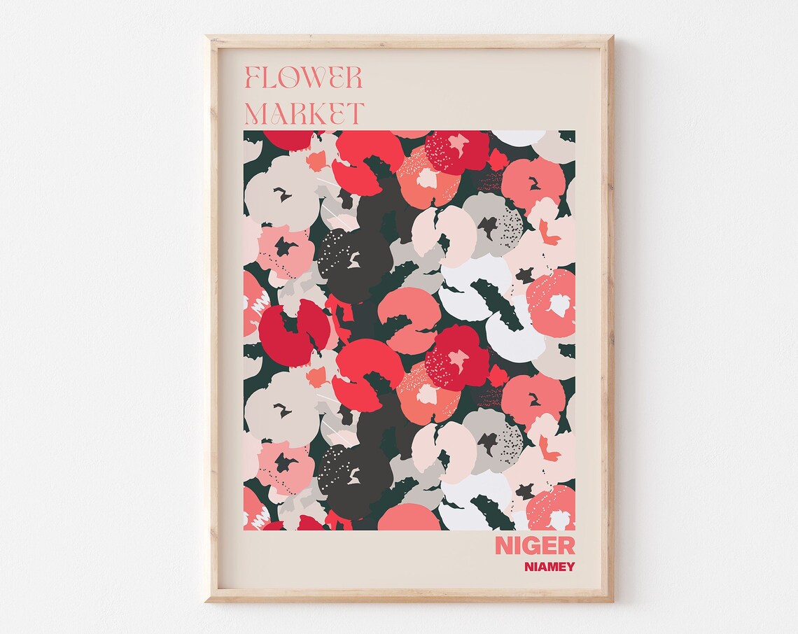 Flower Market Niger Niamey Coral Blossoms Dark Dramatic Moody Poster