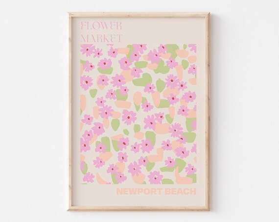 Newport Beach Flower Market Tiny Pink Wildflower Meadow Art Poster