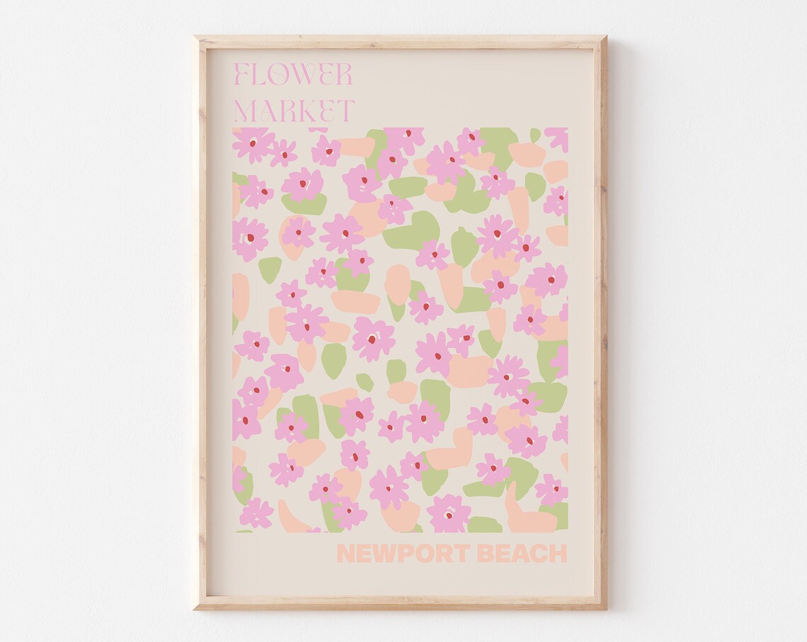 Newport Beach Flower Market Tiny Pink Wildflower Meadow Art Poster
