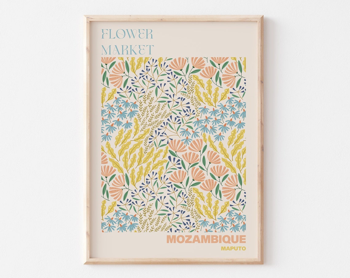 Flower Market Mozambique Maputo Delicate Meadow Pattern Poster