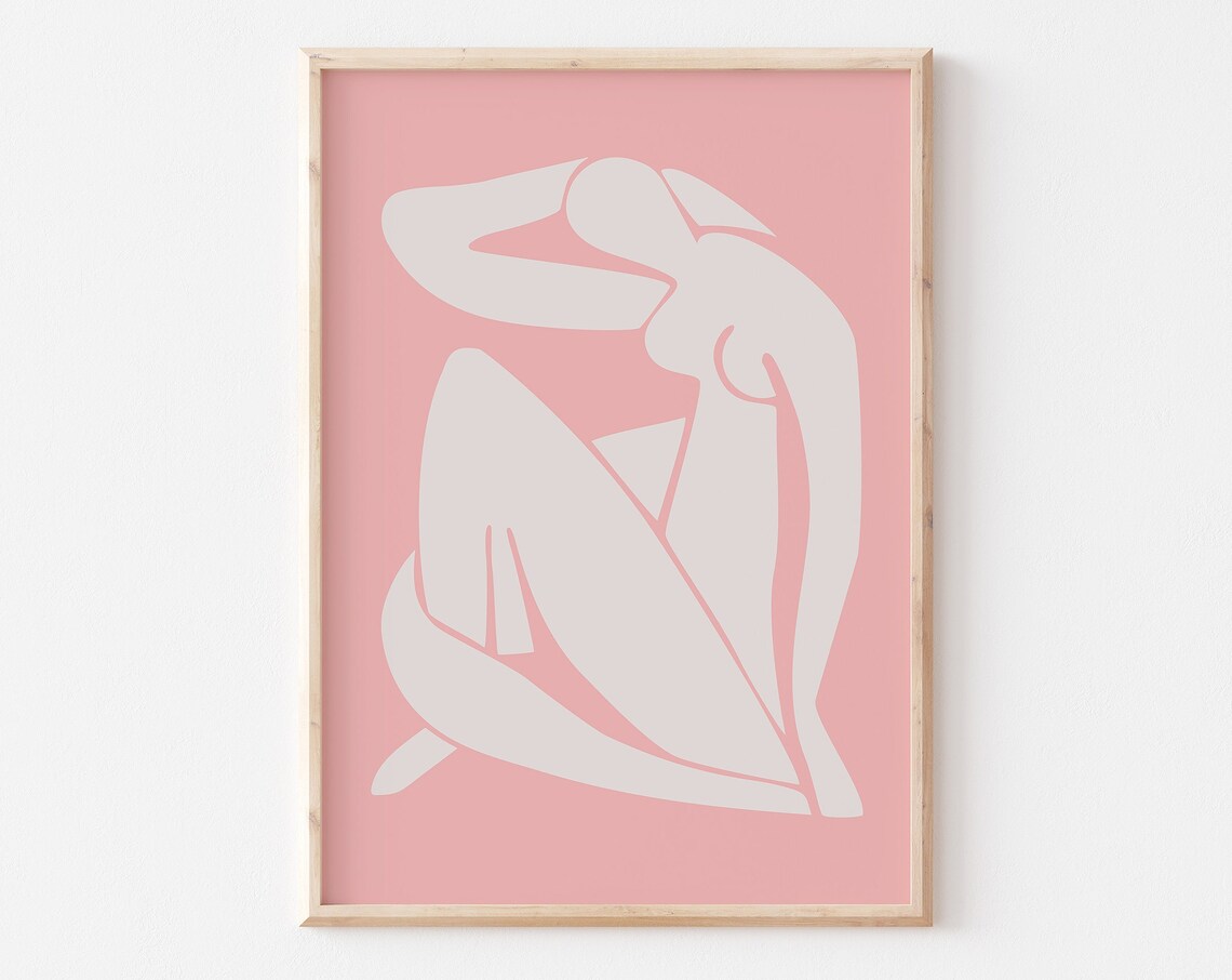 Henri Matisse Style Pink Cutout Seated Figure Abstract Wall Print - Image 3