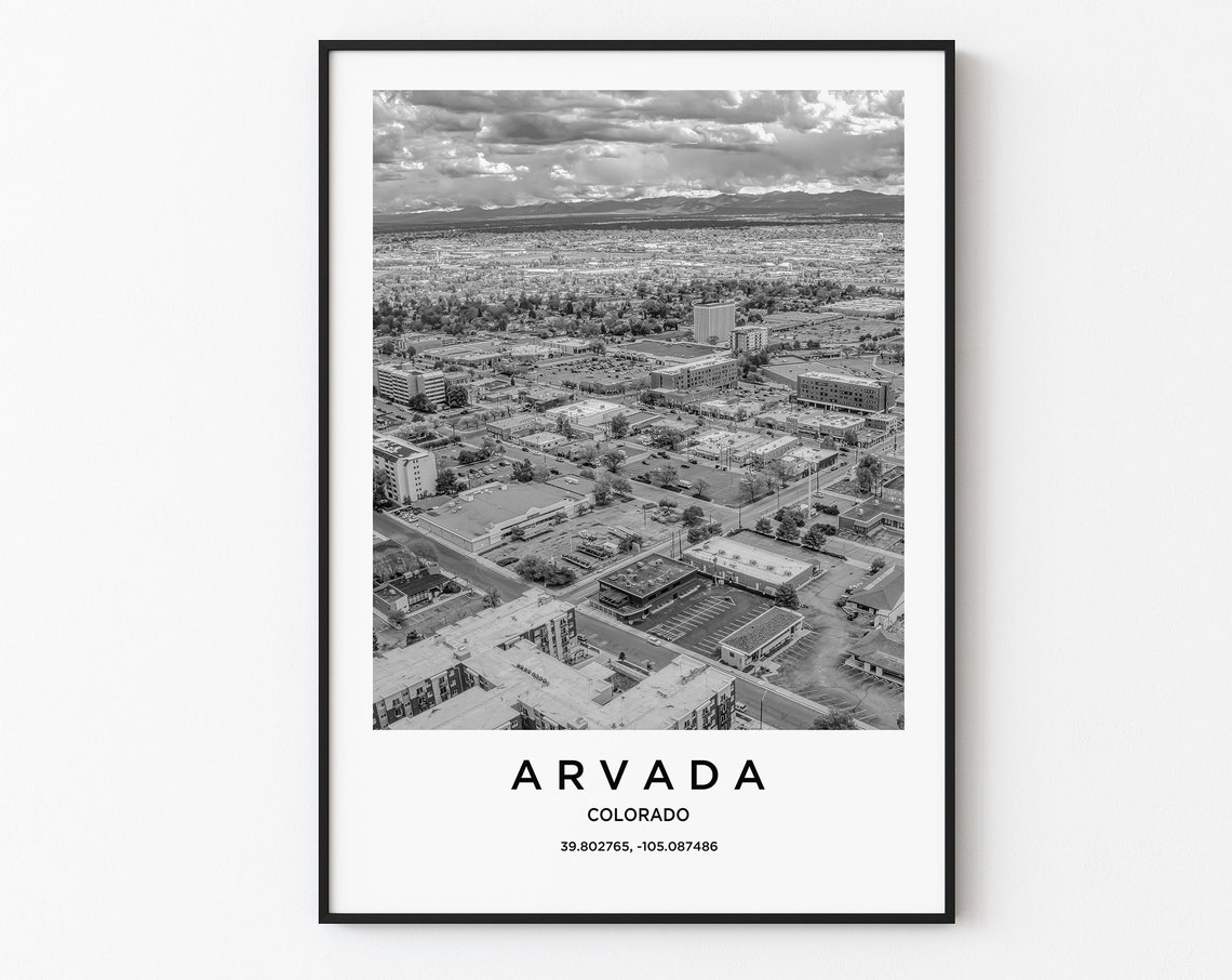 Arvada Travel Poster Arvada Print Arvada Photo Print Black And White Photography Monochrome Travel Photography Colorado Travel