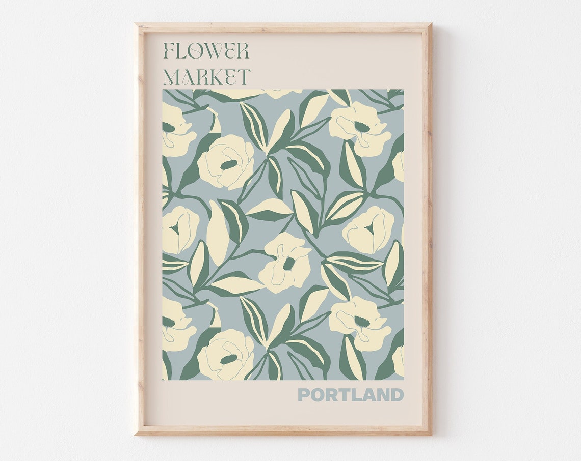 Portland Poster Portland Wall Art Portland Personalised Travel Poster Portland Flower Market Print Floral Wall Portland