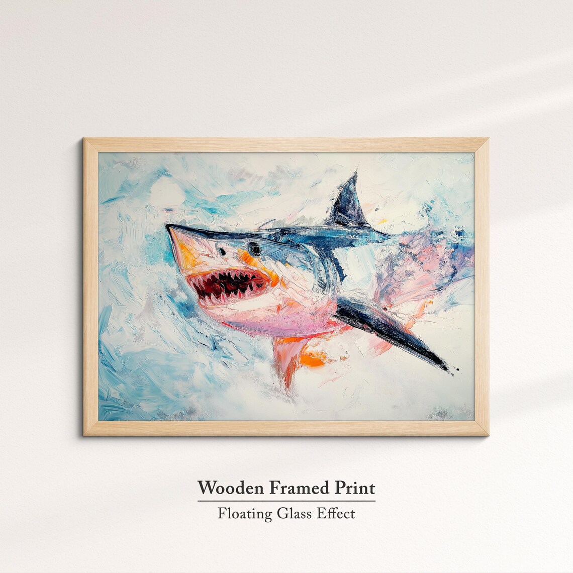 Great White Shark Jaws Abstract Oil Painting Bold Ocean Wall Art Poster - Image 6