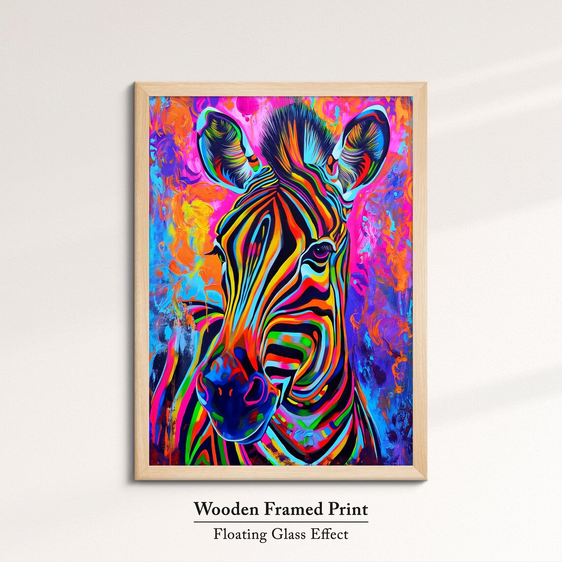 Colorful Zebra Abstract Oil Painting, Art Print - Image 6