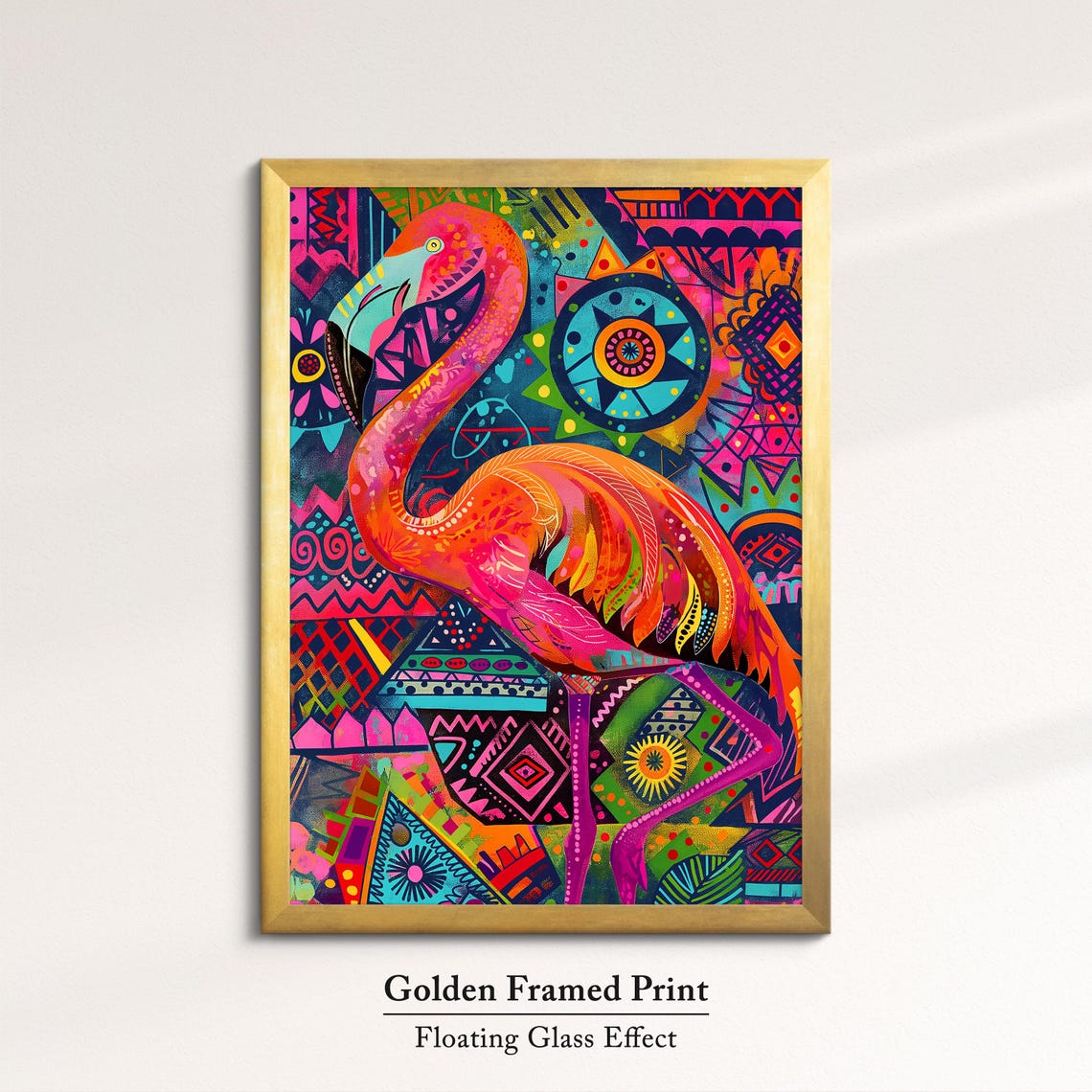 Pink Flamingo Pop Art Tribal Pattern Bright Tropical Bird Wall Poster - Image 5
