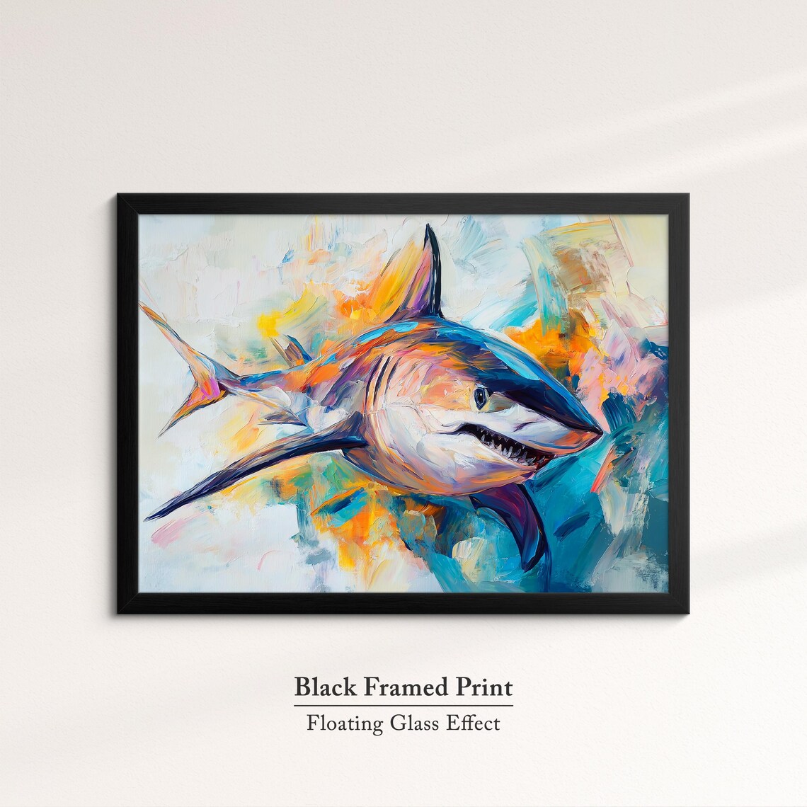 Great White Shark Abstract Oil Painting Colorful Ocean Wildlife Poster - Image 8