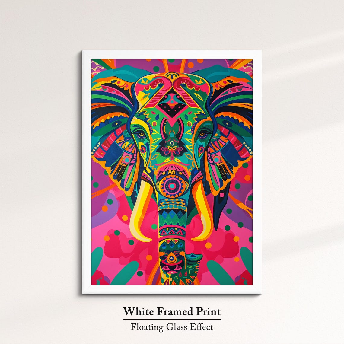 Elephant Mandala Ornamental Psychedelic Pink Purple Vibrant Art Poster - Image 7