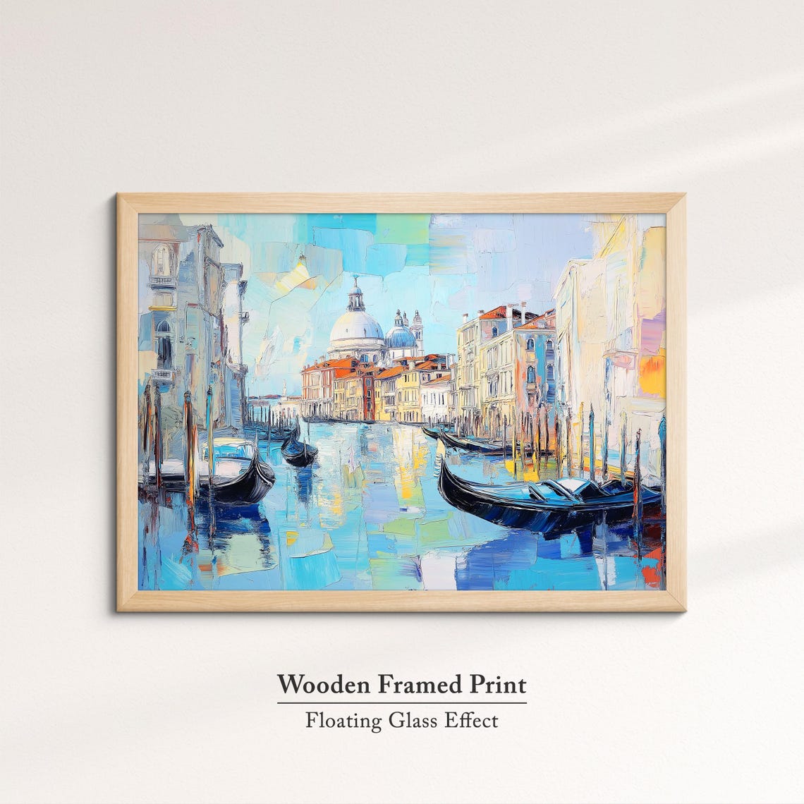 Venice Grand Canal Gondolas Abstract Oil Painting Bright Blue Poster - Image 6