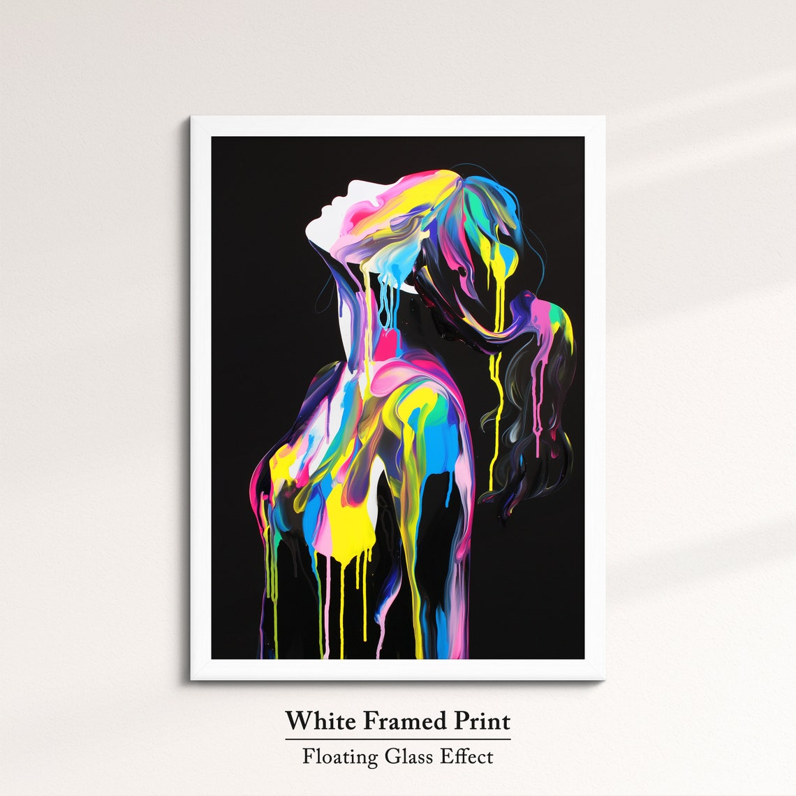 Neon Paint Woman Standing With Head Back Flowing Color Art Poster - Image 7