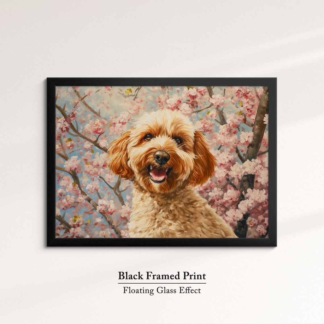 Happy Golden Doodle Dog In Cherry Blossom Spring Cheerful Pet Poster - Image 8