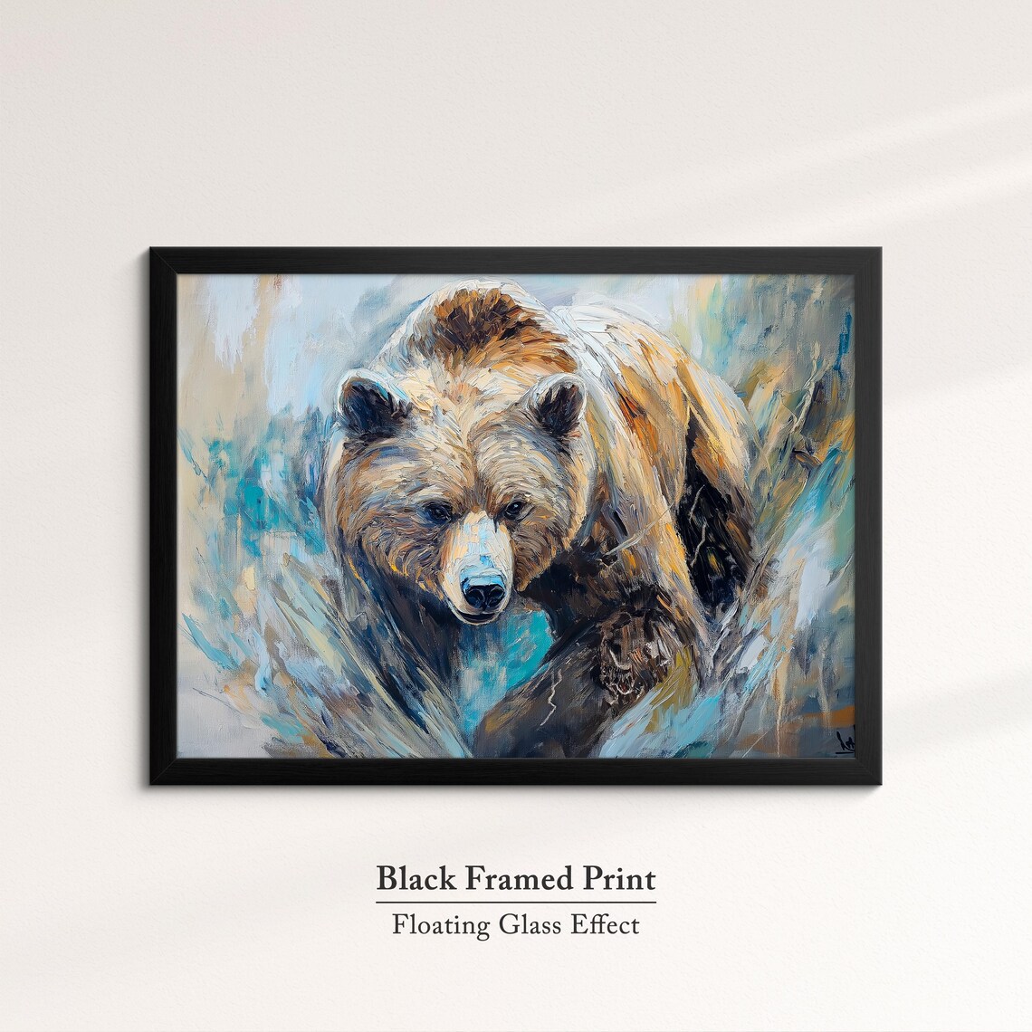 Brown Bear Walking Powerful Wildlife Oil Painting Style Wall Art - Image 8