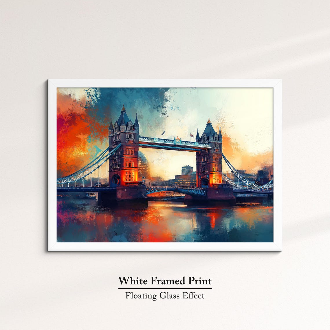 Tower Bridge London Sunset Watercolor Vibrant River Thames Art Poster - Image 7