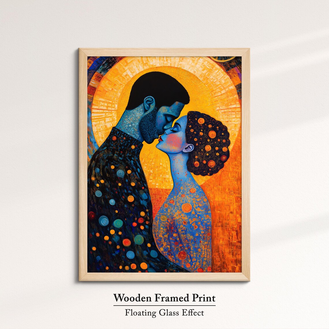 Romantic Couple Kiss Golden Mosaic Art Nouveau Style Wall Art Print - Image 6