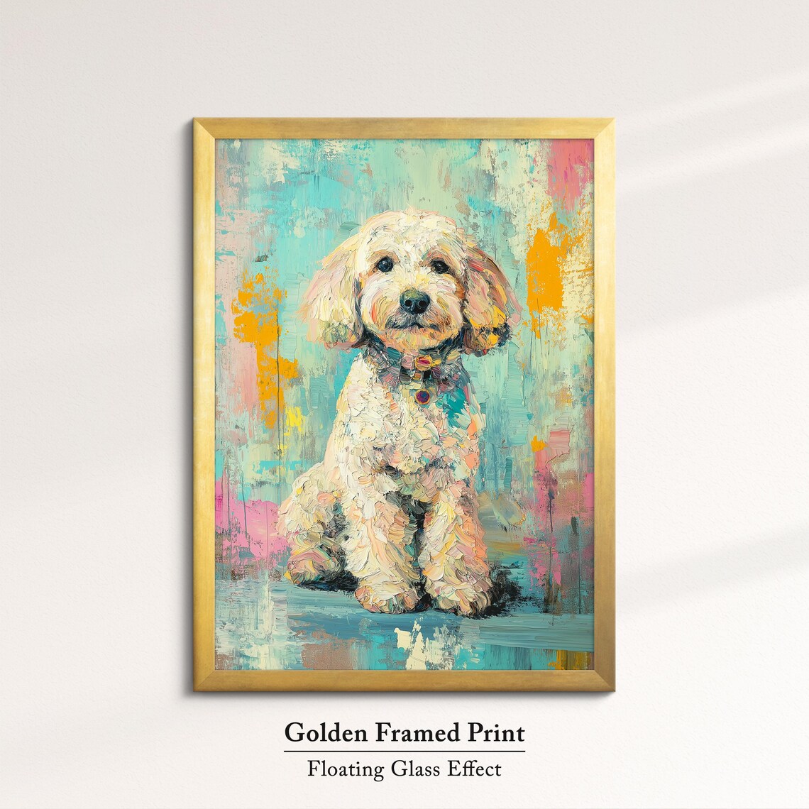 Cream Cockapoo Dog Portrait Pastel Oil Painting Cute Puppy Art Print - Image 5