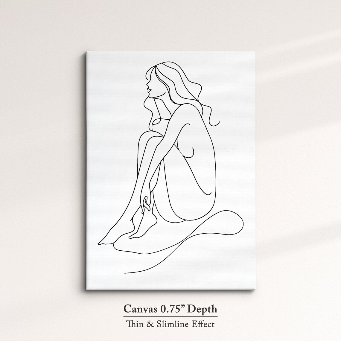 Seated Woman Arms Wrapped Knees Continuous Line Art Drawing Minimalist Poster - Image 4