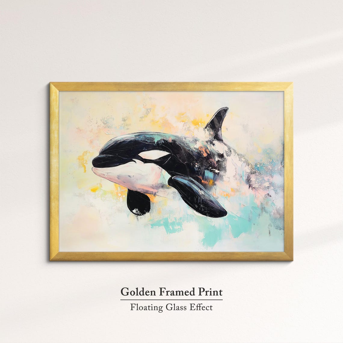 Orca Killer Whale Abstract Oil Painting Pastel Ocean Wildlife Poster - Image 5