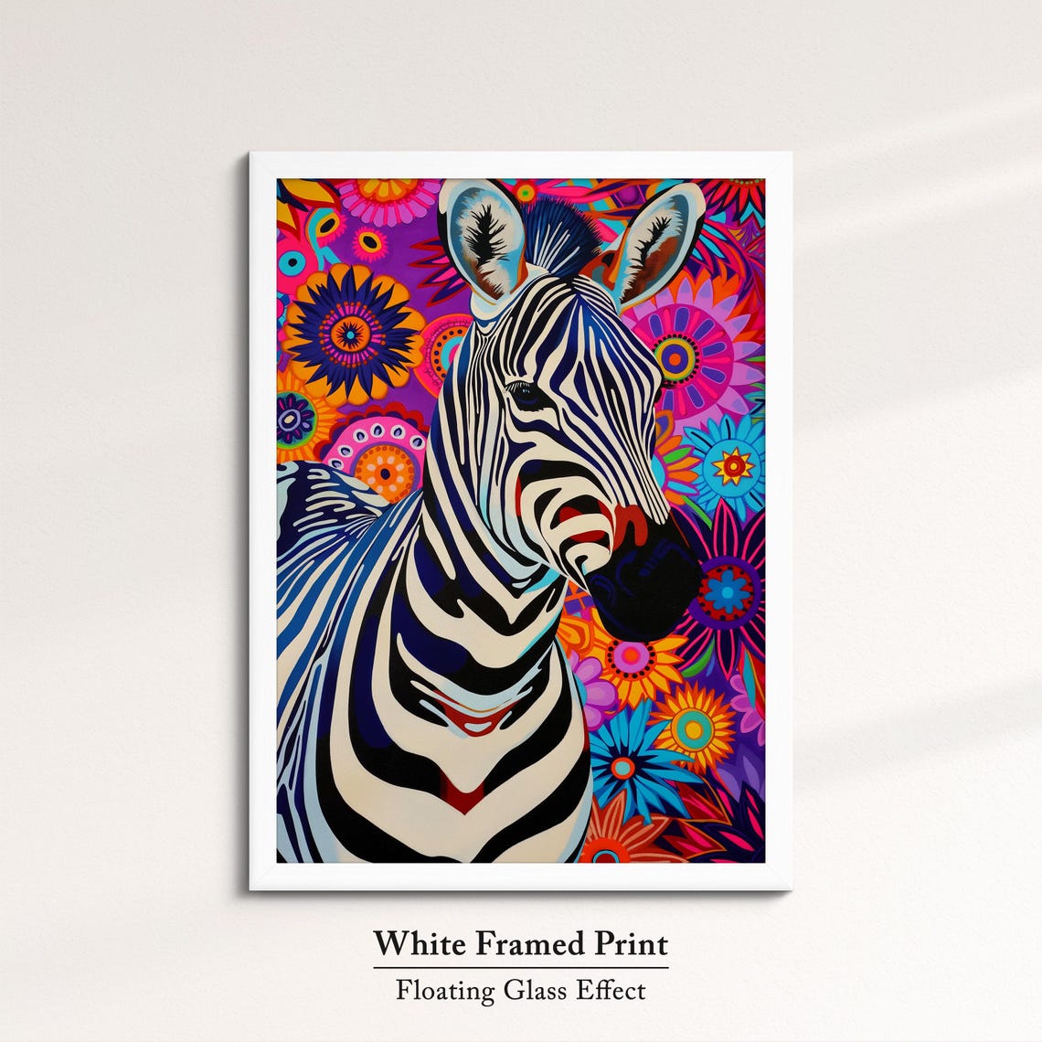 Zebra Colorful Floral Mandala Background Abstract Portrait Art Poster - Image 7