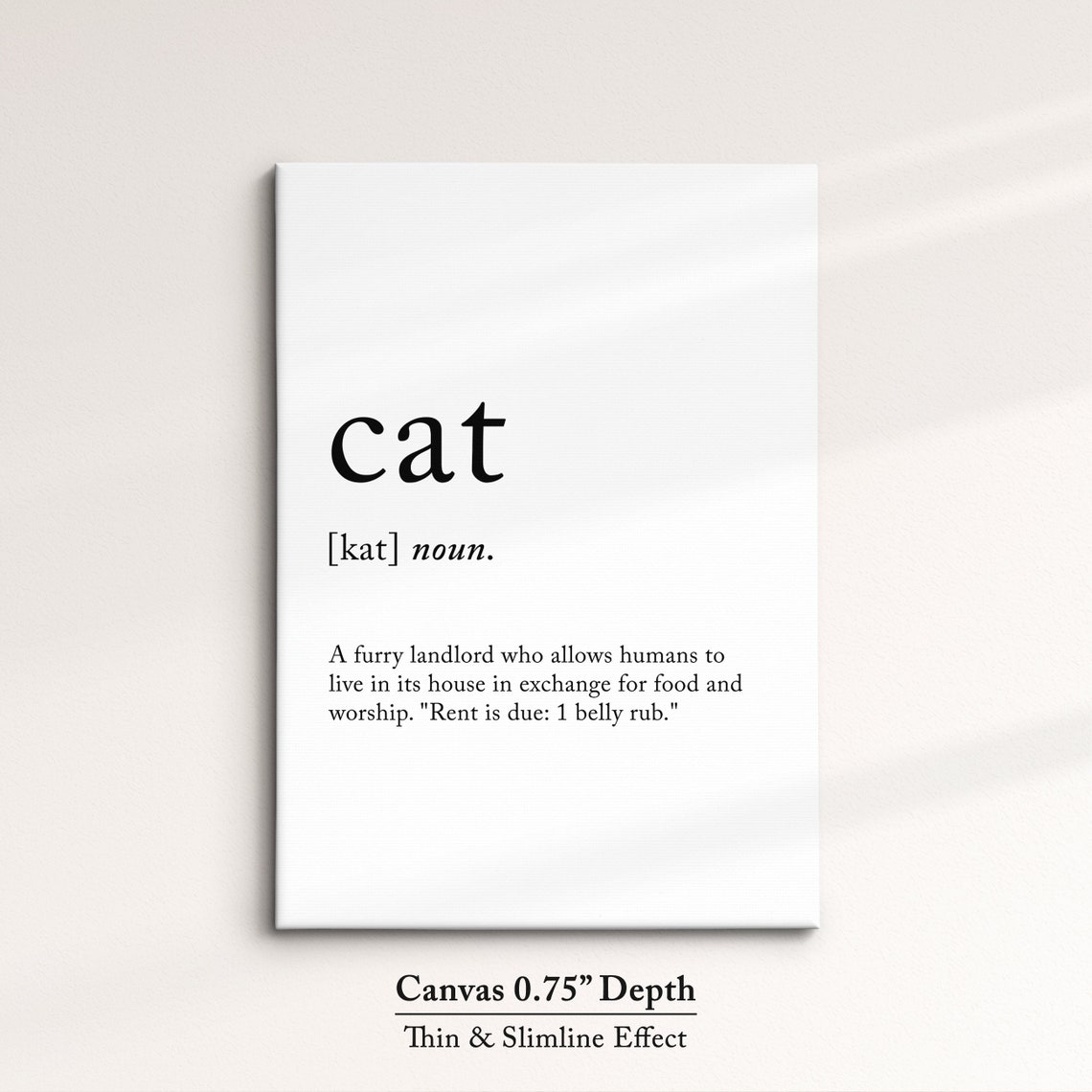 Cat Funny Dictionary Definition Noun Minimalist Black White Art Poster - Image 3