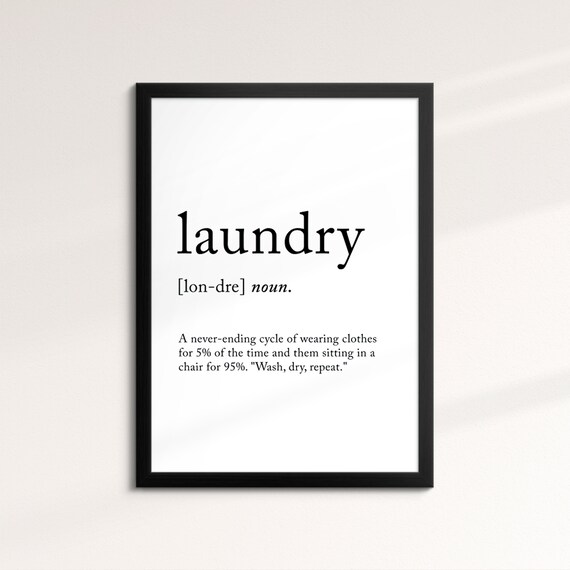 Laundry Minimalist Definition Quote Word Art Framed Print Framed Female Wall Art Lady Poster Feminine Home Decor Gifts For Her